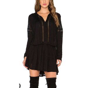 Free People Revolve Nomad Peasant Dress Womens XS Black Bohemian Long Sleeve